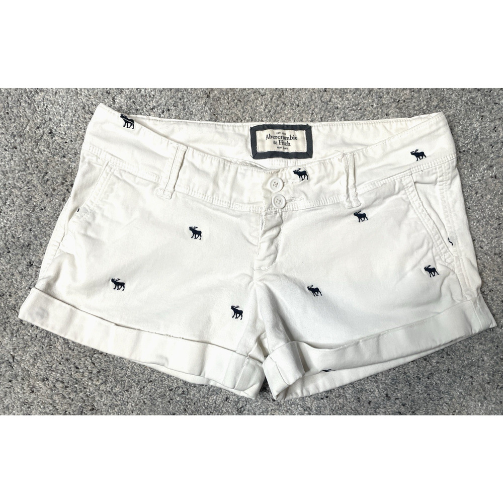 Vintage Abercrombie & Fitch Women's Embroidered Micro Mini Shorts Sz 0 Low-Rise